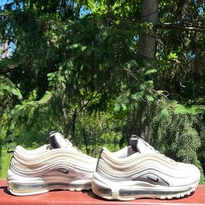 Nike Women’s Air Max 97 Sneakers in White and Light Gray.